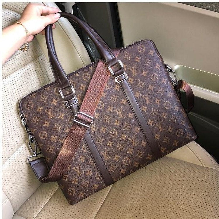 Cặp Da LV kẻ Ô Cao Cấp Đựng Laptop Tài Liệu Công sở đi làm