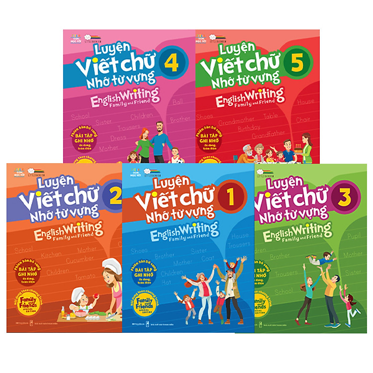 Combo 5 cuốn Luyện viết chữ nhớ từ vựng – English Writing Family & Friend