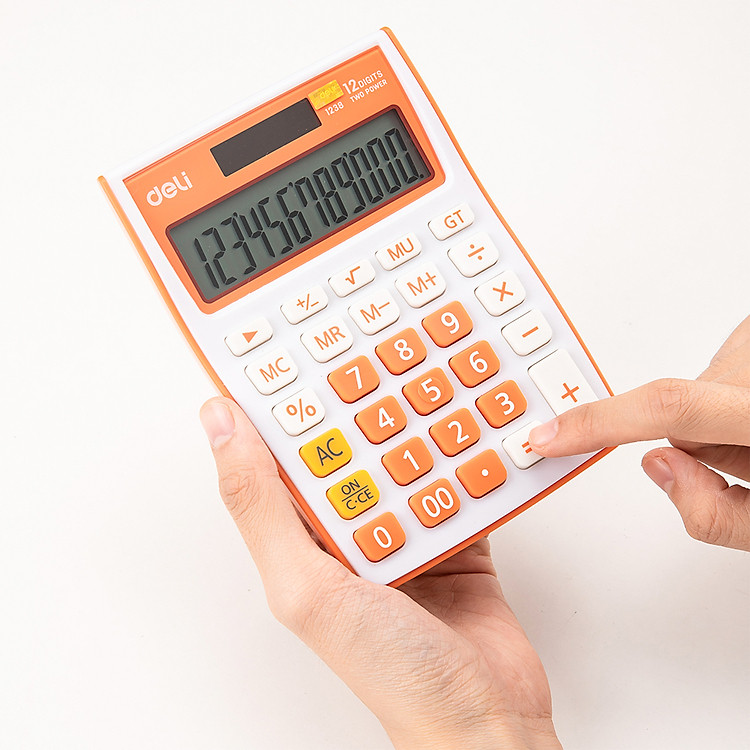 Máy Tính Deli 1238 - Cam - Ảnh 3