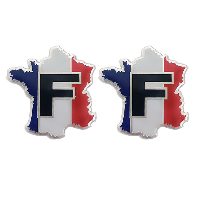 Combo 2 Chiếc Tem Hợp Kim Nhôm Cao Cấp Trang Trí Ô Tô, Xe Máy - Cờ Pháp