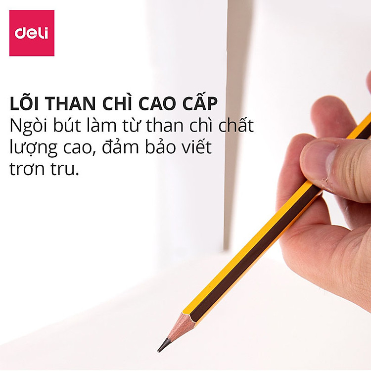 Hộp 12 Bút Chì Gỗ Deli 2B Thân Lục Giác Có Tẩy - Ảnh 7