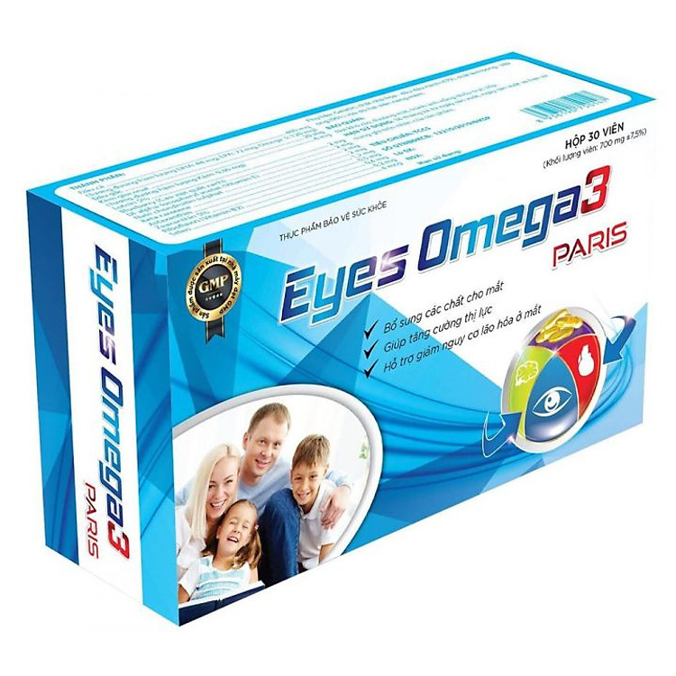 Dầu Cá Eyes Omega3 Paris -Giúp Sáng Mắt, Đẹp Da- Hộp 30 Viên