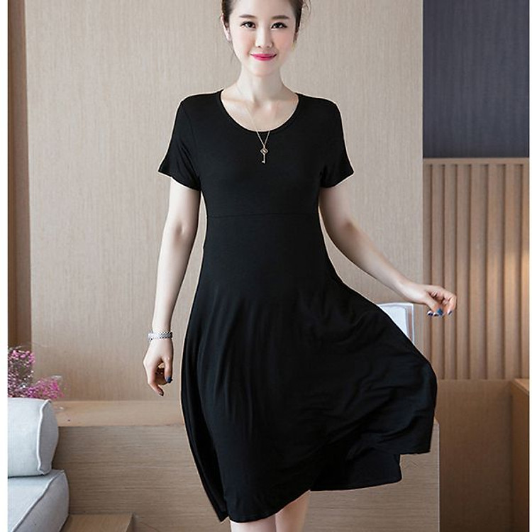 ĐẦM BẦU COTTON ĐEN TÔN DÁNG DR2404