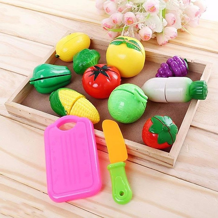 Set Đồ Chơi Cắt Trái Cây, Hoa Qủa Lắp Ghép Cho Bé Sáng Tạo - tặng 1 bé chip xinh xinh