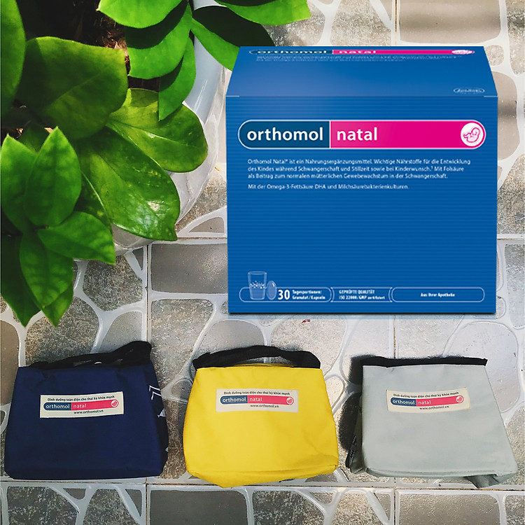 Orthomol Natal - Thực phẩm bảo vệ sức khỏe (Dành cho phụ nữ chuẩn bị mang thai, mang thai, và cho con bú) - Đính kèm 1 túi giữ nhiệt cao cấp (ngẫu nhiên )