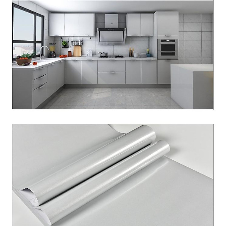 1m decal giấy dán bóng khổ 60cm keo sẵn MÀU BẠC
