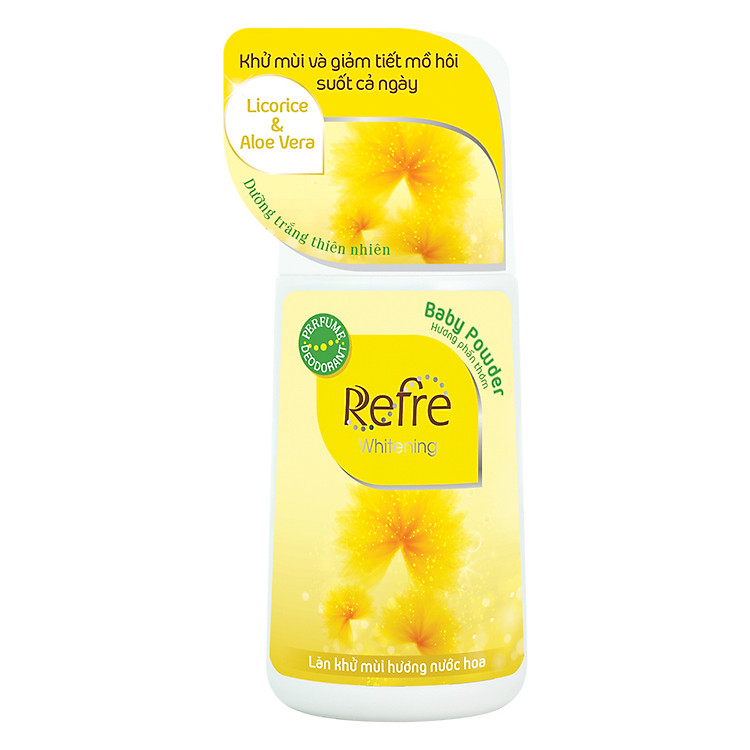 Lăn Khử Mùi Dưỡng Trắng Hương Nước Hoa Refre Whitening Baby Powder Hương Phấn Thơm (40ml) + Tặng móc gỗ dán tường