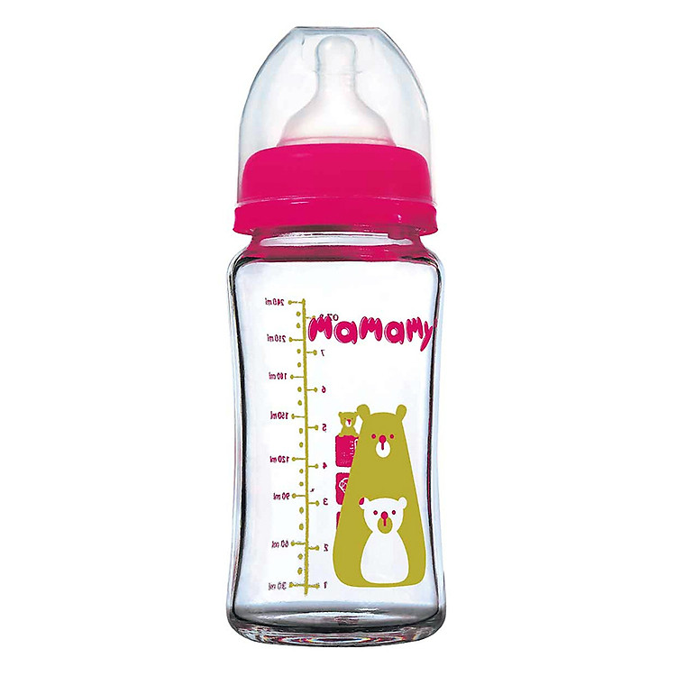 Bình Sữa Thủy Tinh Chông Trầy Chống Rơi Vỡ Mamamy 240ml