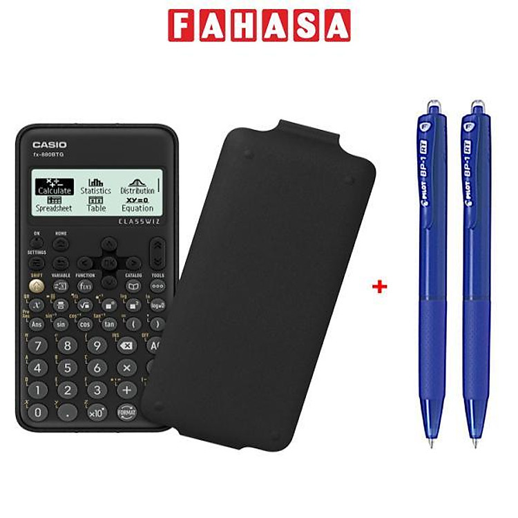 Máy Tính CASIO FX-880BTG – Màu Đen + Bút Bi Pilot BP-1RT – Mực Xanh