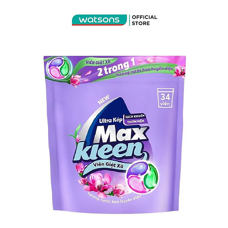 Túi Viên Giặt Xả Maxkleen Hương Nước Hoa Huyền Diệu 15g x 34Viên