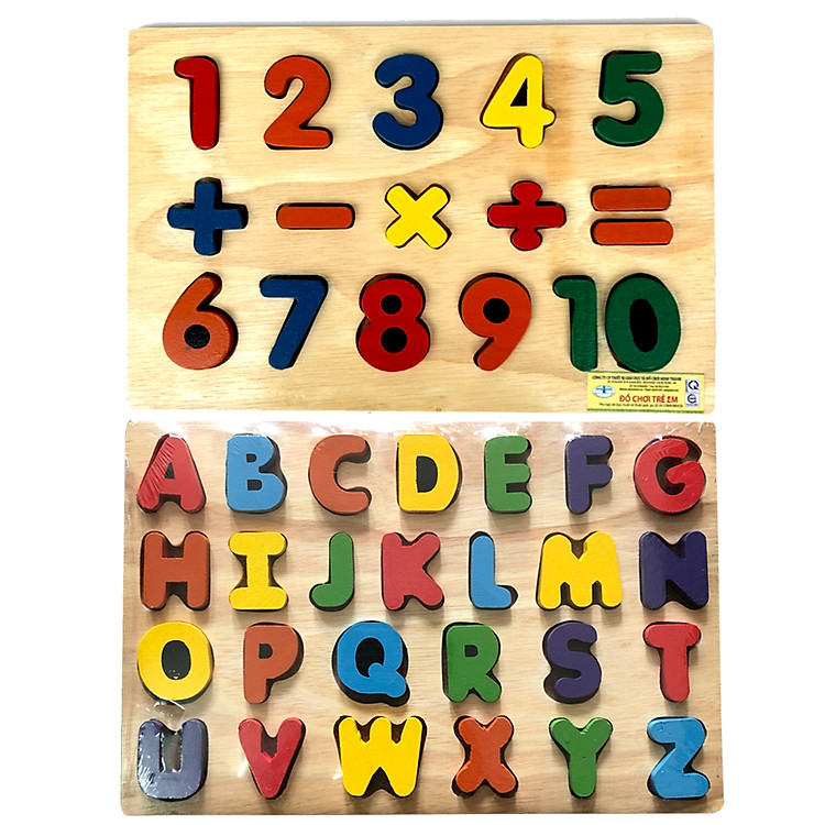 Bộ 2 Bảng Học Chữ Cái Và Số Đếm Bằng Gỗ BENRIKIDS-2B