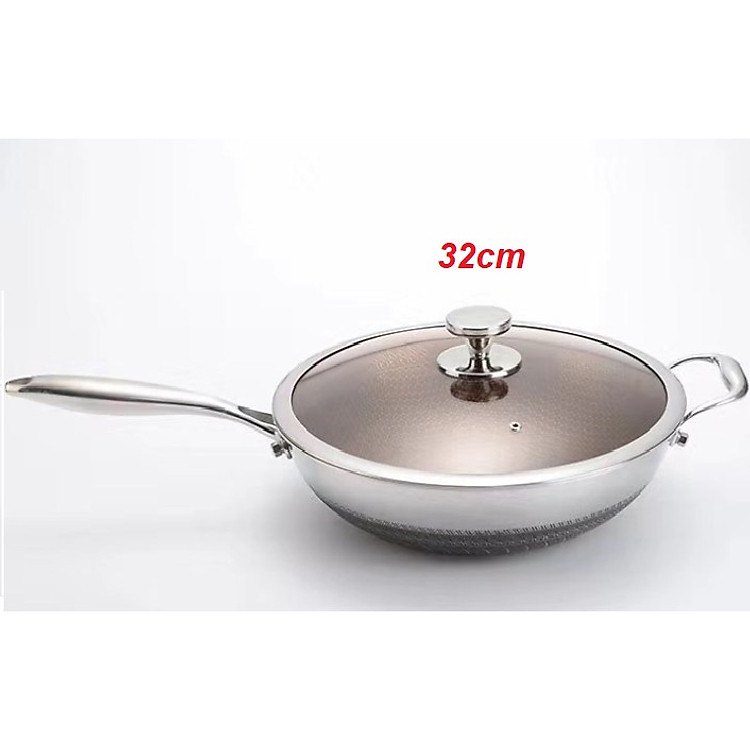 Chảo chống dính họa tiết Vân tổ ong model 304 (có nắp đậy) lòng chảo sâu. Thích hợp với mọi loại bếp. Có thể chà rửa bằng kim loại mà không sở bong tróc lớp chống dính