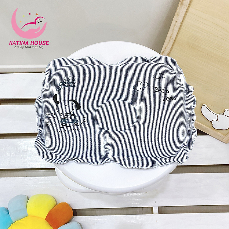 Gối cho bé sơ sinh, gối lõm đầu 20x30cm, vải Cotton êm mềm mịn mát, không vón cục
