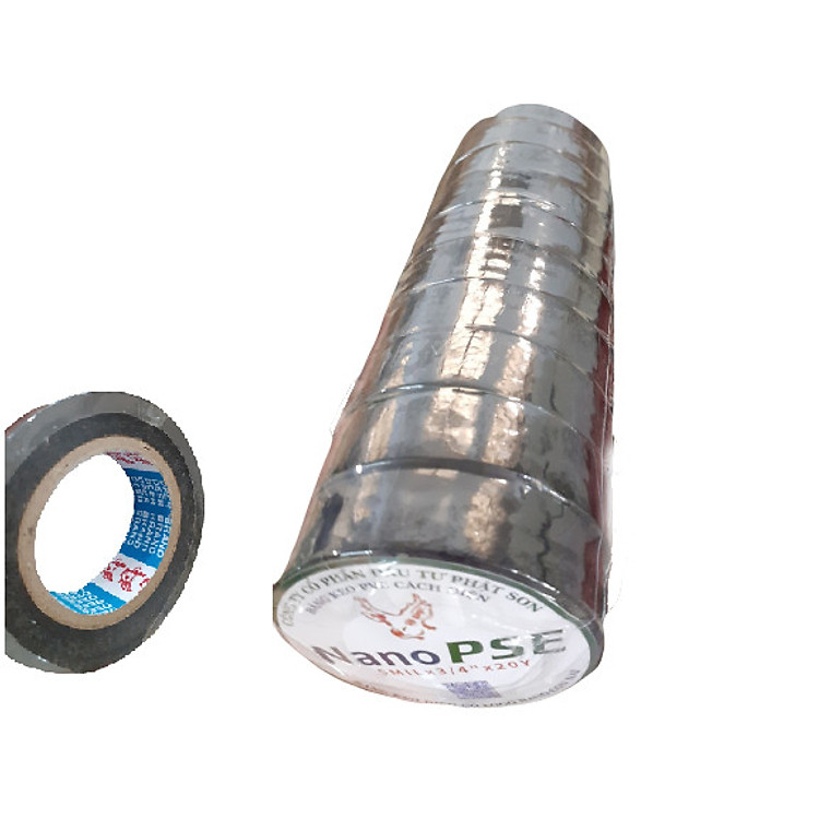 1 cây 10 cuộn Băng keo cách điện 20Y, băng keo điện NANO PSE cách điện an toàn đủ loại màu đen, màu trắng, màu đỏ