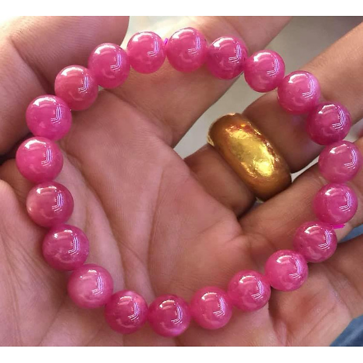 VÒNG TAY VIP ĐÁ RUBBY HỒNG TỰ NHIÊN SIZE VÒNG 9LY7 NỮ MỆNH HỎA MỆNH THỔ ĐEO SANG TRỌNG ĐẸP LẮM LUÔN Ạ