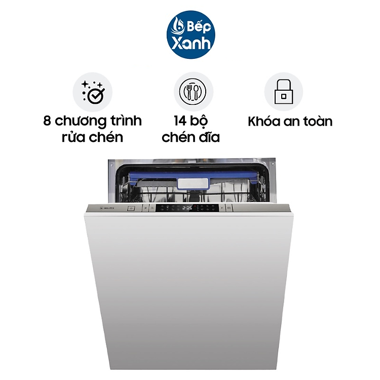 Máy Rửa Chén Âm Tủ Hoàn Toàn Malloca WQP12-J7713FB - 8 Chương Trình Rửa - Hàng Chính Hãng