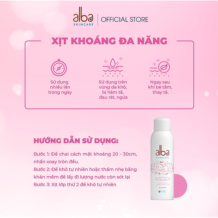 Xịt Khoáng BABY ALBA Chống Hăm 150ML Chính hãng Giá tốt - Hình ảnh 5