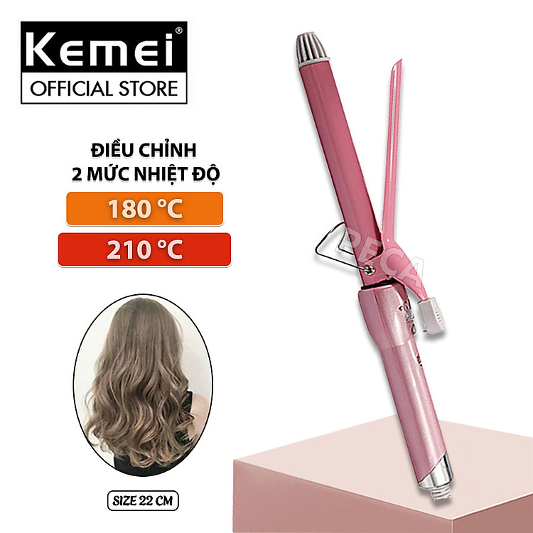Máy uốn tóc Kemei KM-219 cao cấp điều chỉnh 2 mức nhiệt phù hợp sử dụng mọi tình trạng tóc tạo nhiều kiểu tóc uốn xoăn, uốn lọn sóng, uốn cụp - Hàng chính hãng