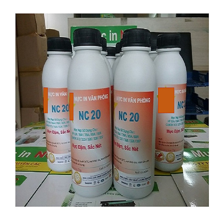 5 chai mực nạp 85a in Đậm, sắc nét, cho HP 35a, 83a, 36a, 78a, 79a, Canon 312, 325, 326, 328. Bình, hủ mực bơm, đổ cho hộp mực máy in, TL 70gr