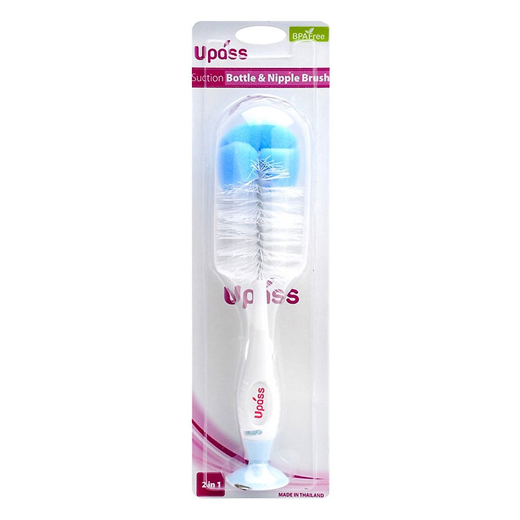 Bộ cọ bình sữa và núm ti có đế hút chân không Upass - Tặng kèm 01 bát inox 16cm