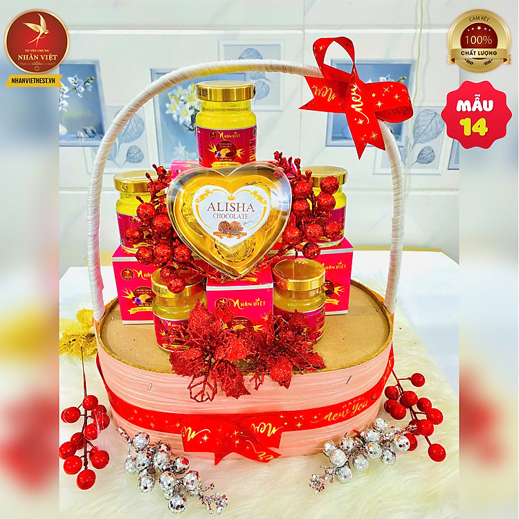 GIỎ QUÀ TẾT YẾN SÀO NHÂN VIỆT 2026 MÃ ĐÁO THÀNH CÔNG (MẪU 14)