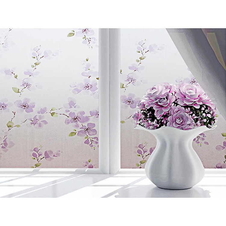 Combo 5m Decal giấy dán kính Hoa Lan Tím - khổ rộng 60cm x dài 5met