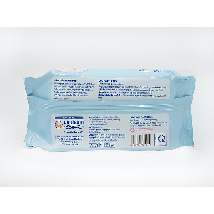 Khăn ướt Bobby NANO Bạc 80 tờ Ưu đãi - Hình ảnh 2