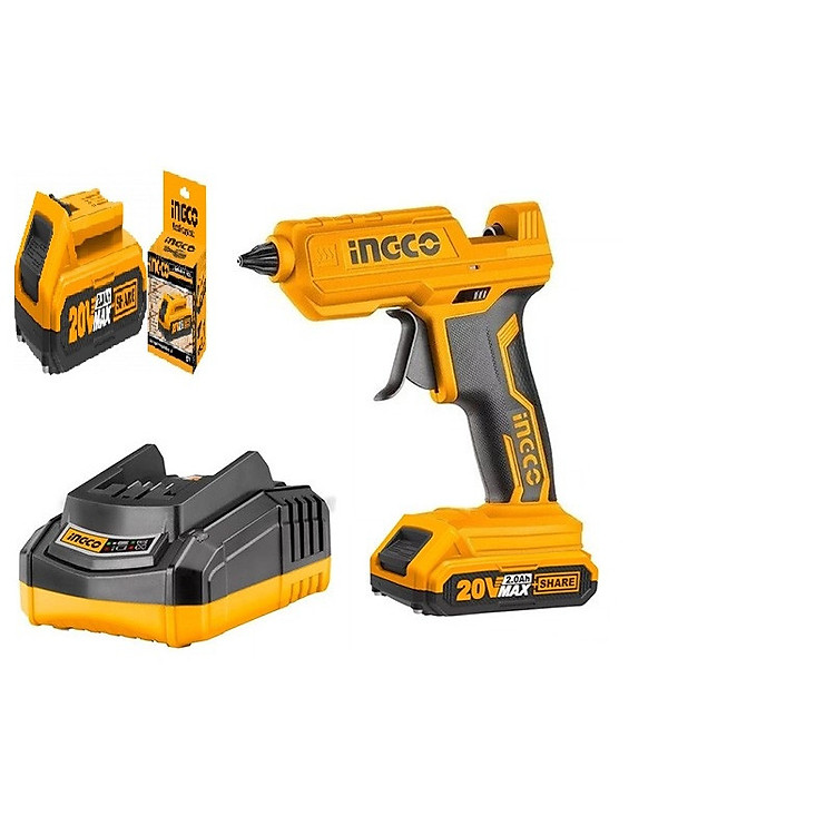 Súng bắn keo dùng pin Lithium 20V 1pin1xac ingco CGGLI2001FBLI2001FCLI2001