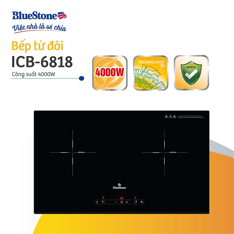 Bếp âm từ đôi BlueStone ICB-6818 (4000W) - Hàng chính hãng