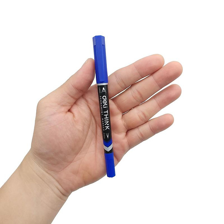 Bút Lông Dầu 2 Đầu Deli U211-BL (Mực xanh) - Ảnh 2