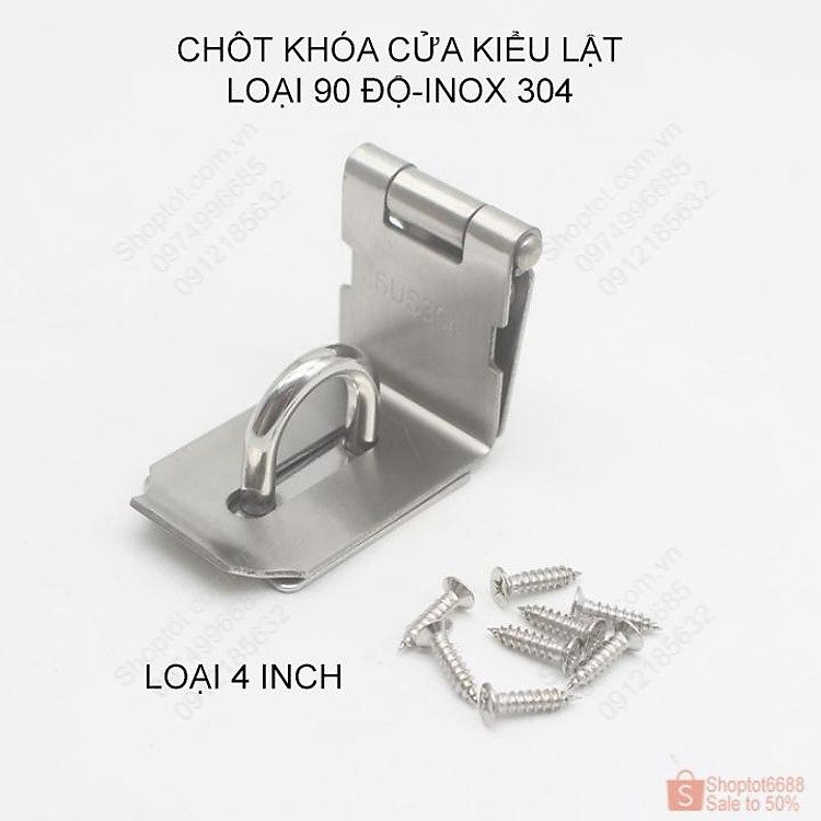 Chốt khóa cửa dạng lật loại 90 độ, làm bằng inox 304 bền và chắc chắn