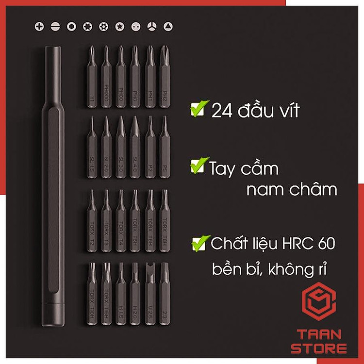 Bộ Tua Vít Đa Năng Mini 24 Đầu Vít Chất Liệu Thép Từ Tính Cao Cấp Sửa Chữa Máy Móc Thiết Bị Điện Tử Cỡ Nhỏ