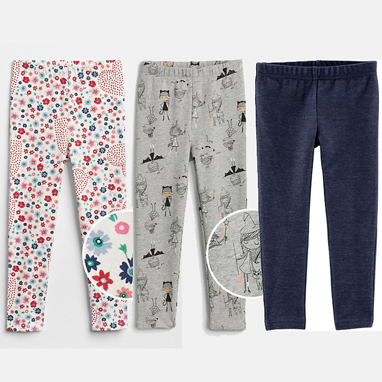 Quần legging bé trai-bé gái-set 3 quần-vải xuất đẹp nhiều màu