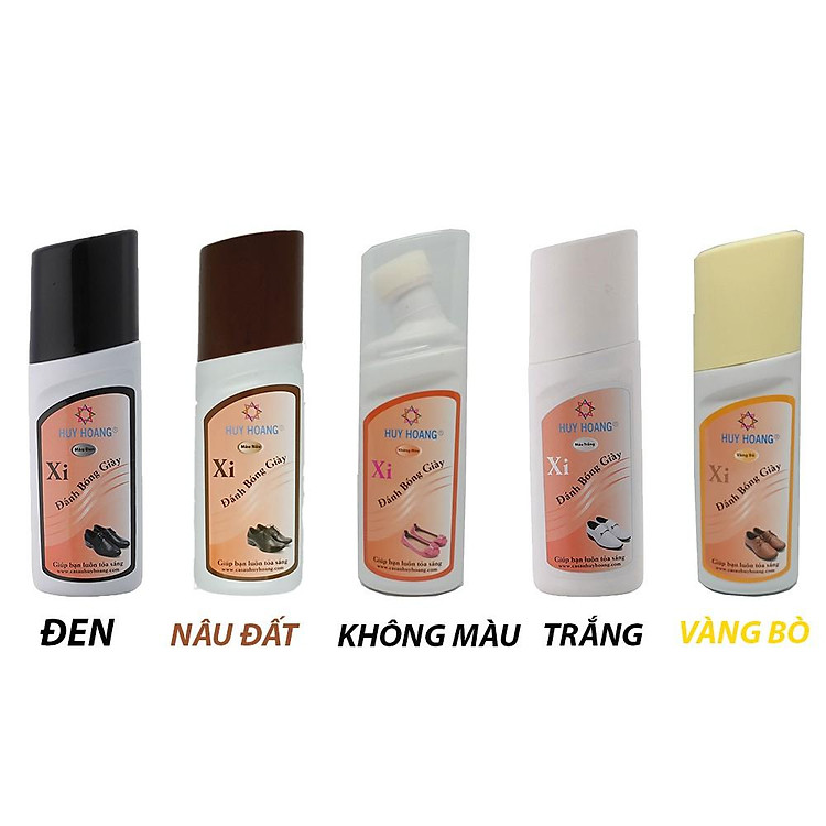 Xi nước đánh bóng Huy Hoàng màu đen, nâu, vàng bò, trắng, không màu HT9129-30-31-32-33