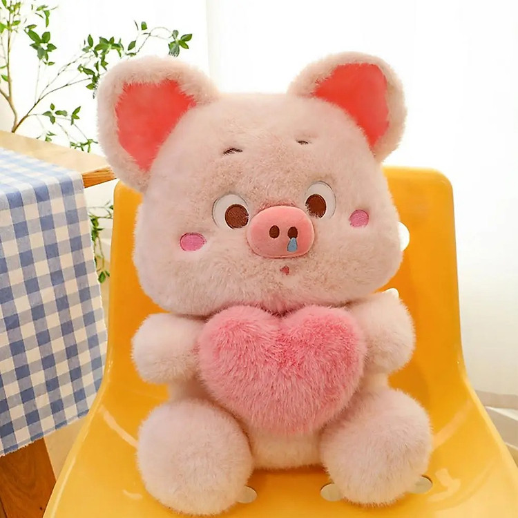 Thú nhồi bông heo ôm tim 40cm Chính hãng Ưu đãi - Hình ảnh 4