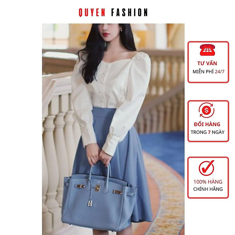 Sơ Mi Công Sở Nữ Tay Phồng Kiểu Hàn Quốc, Áo Trắng Tiểu Thư Thời Trang Quyên Fashion AA QUYÊN 004