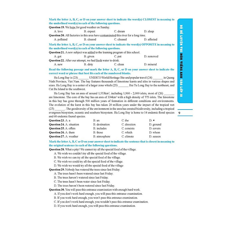 Bộ đề luyện thi môn tiếng anh vào lớp 10 - Ảnh 5