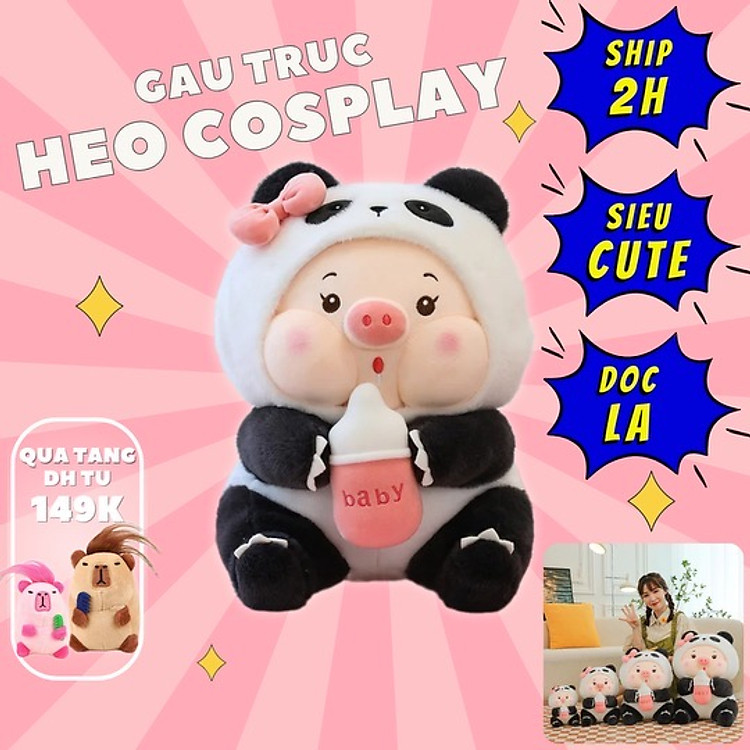 Thú nhồi bông heo ôm bình sữa Chính hãng Giá tốt