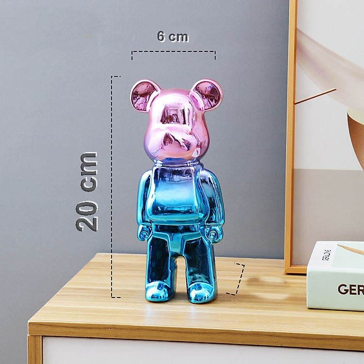 Mô Hình Ống Tiết Kiệm Gốm Bearbrick Gradient - Xanh Tím - Ảnh 2