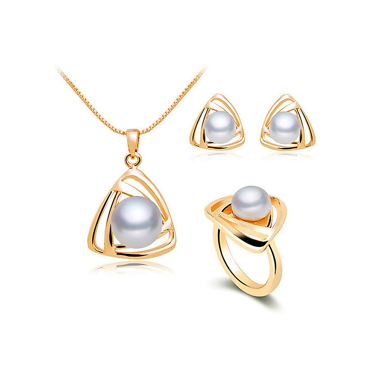 Bộ trang sức Dây chuyền Nhẫn & bông tai Ngọc trai