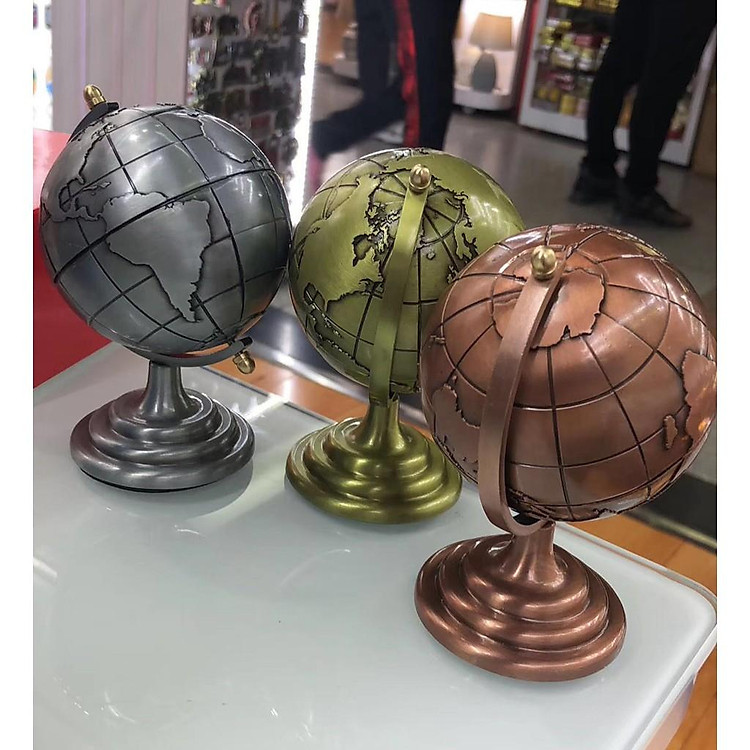 Quả Cầu Kim Loại Xoay Trang Trí Bàn (Xám Bạc) - Ảnh 5