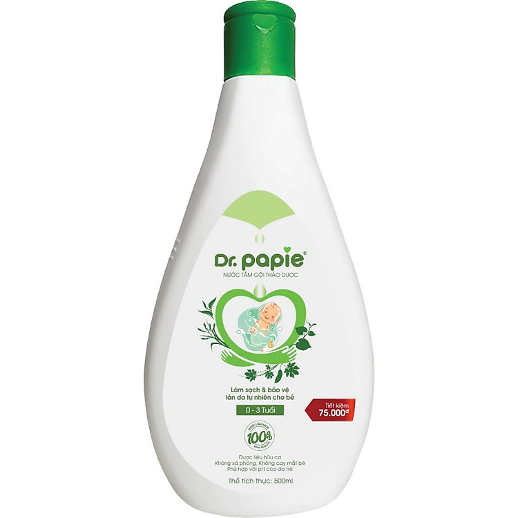 Mua tại Lazada: Nước tắm gội thảo dược Dr.Papie 500ml Chính hãng, giá tốt