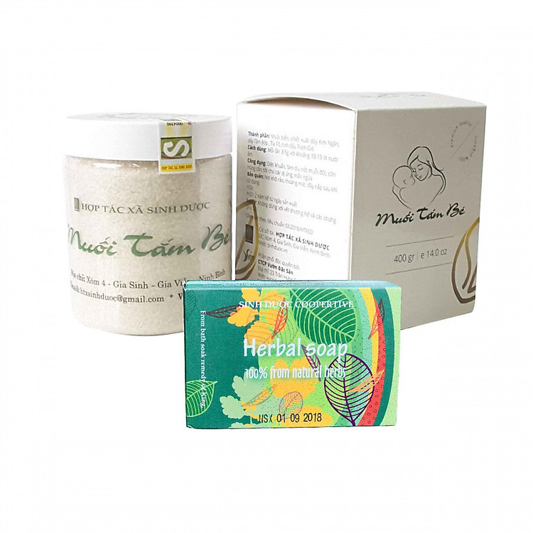 Muối Tắm Bé 400g Tặng Kèm Xà Bông Thảo Dược - Muối Tắm Bé Sinh Dược Phòng và Làm Giảm Các Bệnh Ngoài Da Cho Bé