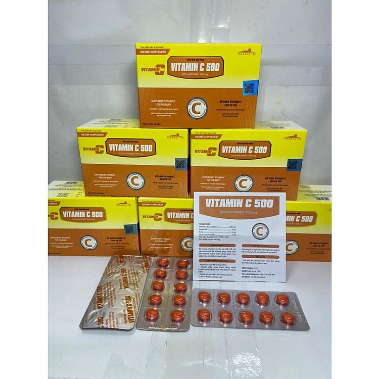 Acid ascorbic 500 mg - Bổ Sung vitamin C cho cơ thể Hộp 100 viên