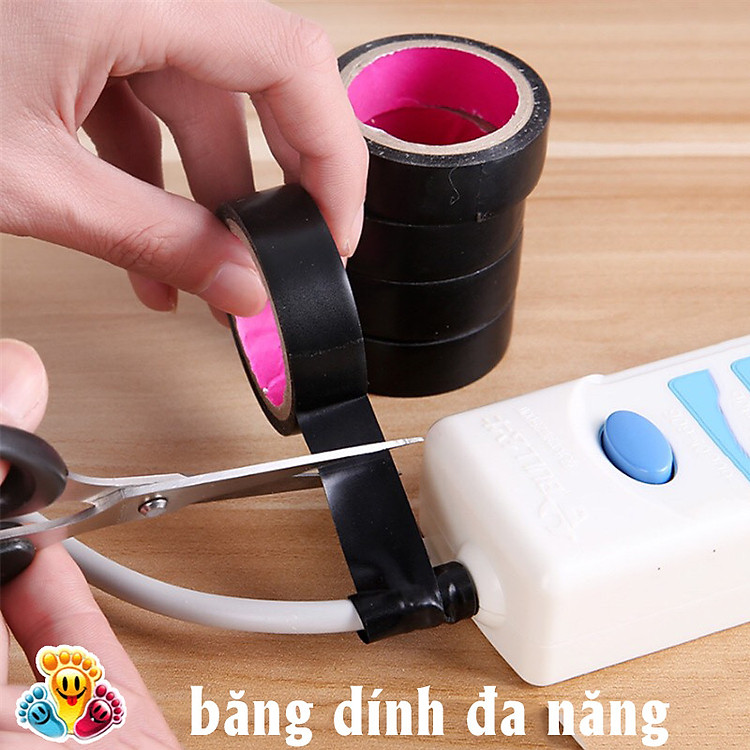 Combo 5 cuộn băng dính đen 5m cách điện chuyên dụng cho gia đình E214