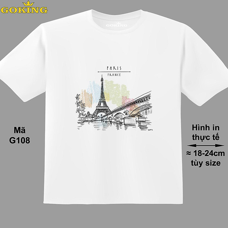 PARIS, mã G108. Áo thun siêu đẹp cho cả gia đình. Form unisex cho nam nữ, trẻ em, bé trai gái. Quà tặng ý nghĩa cho bố mẹ, con cái, bạn bè, doanh nghiệp, hội nhóm. Áo phông hàng hiệu Goking cao cấp in hình chữ 3D.