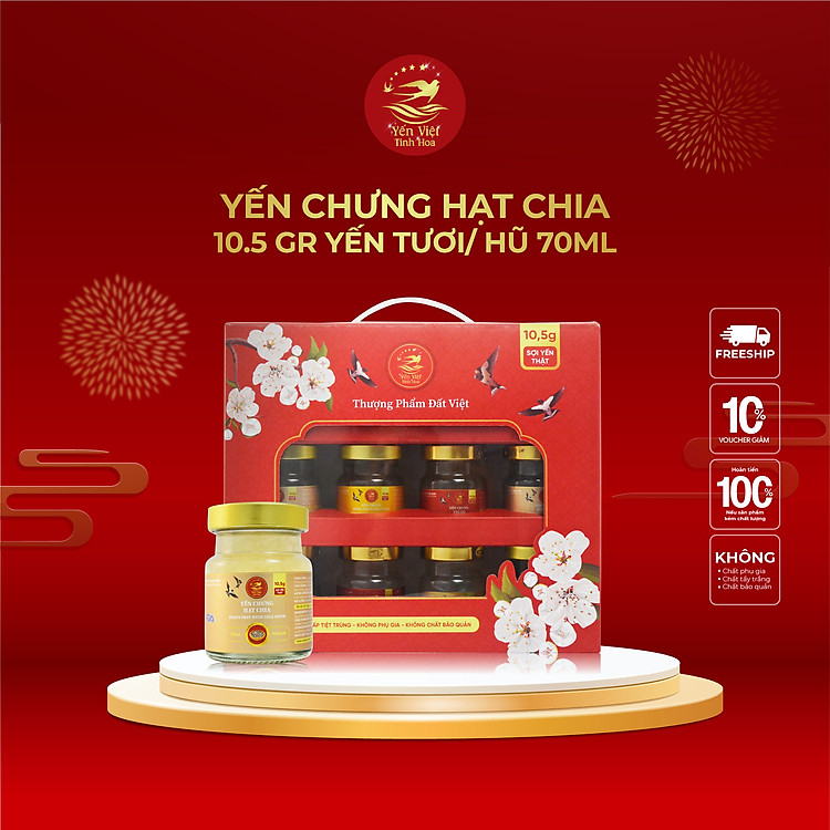 Yến Chưng Hạt Chia cao cấp 10,5 gram Yến Việt Tinh Hoa - Cải thiện hệ miễn dịch - Tăng sức đề kháng - Hàng chính hãng