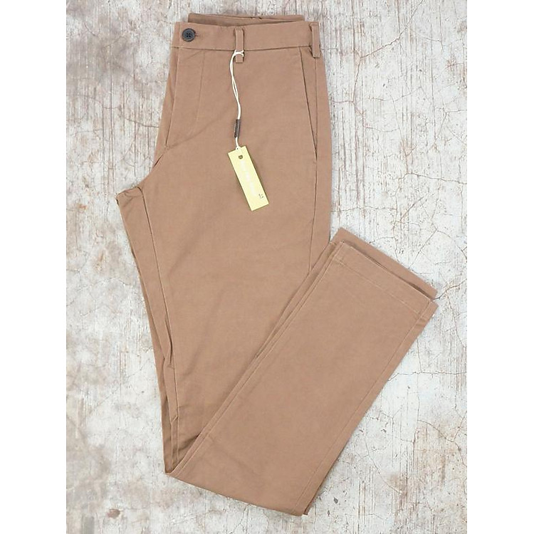 Quần Kaki Nam MEN Slim Fit Chino Flat Front Pants Light Brown - SIZE 29-30-32-34