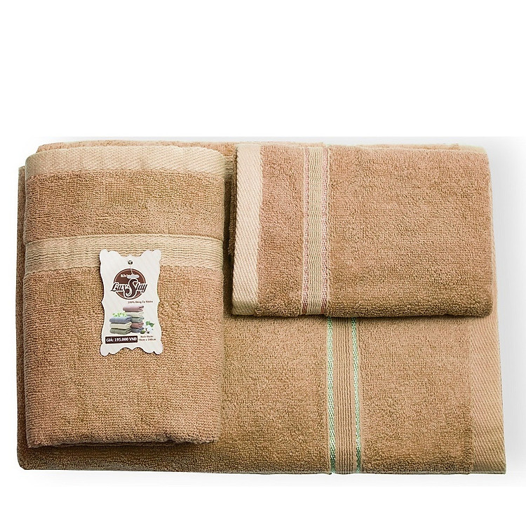Bộ 3 khăn tắm gia đình cao cấp dệt 100% cotton, khăn tắm, khăn gội, khăn mặt