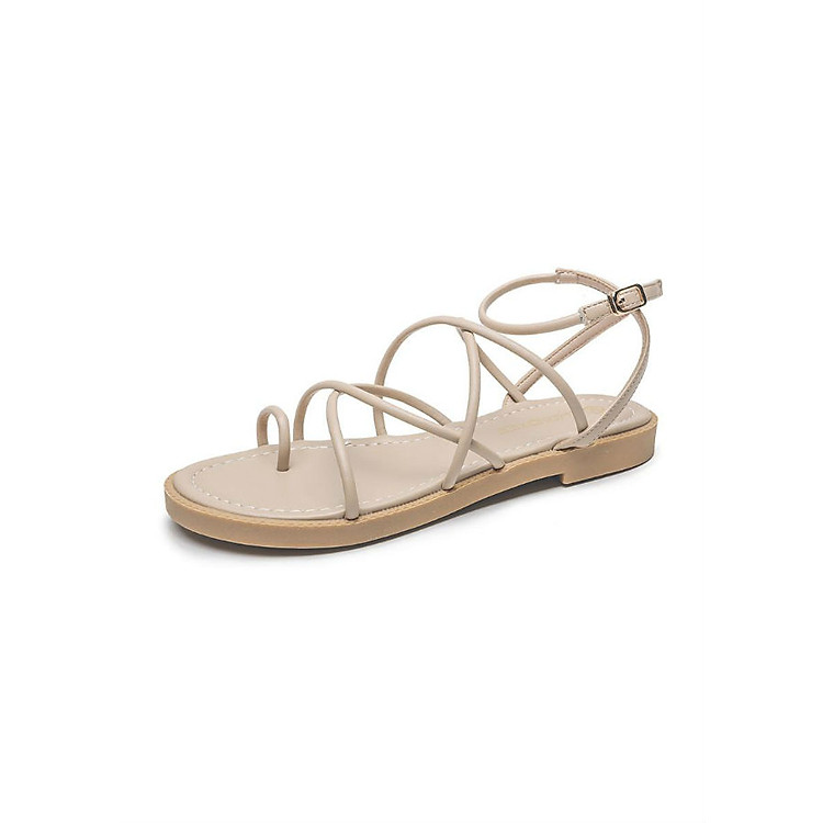 Giày Sandal Nữ Xỏ Ngón Chéo Dây Tròn Rosa - Kem